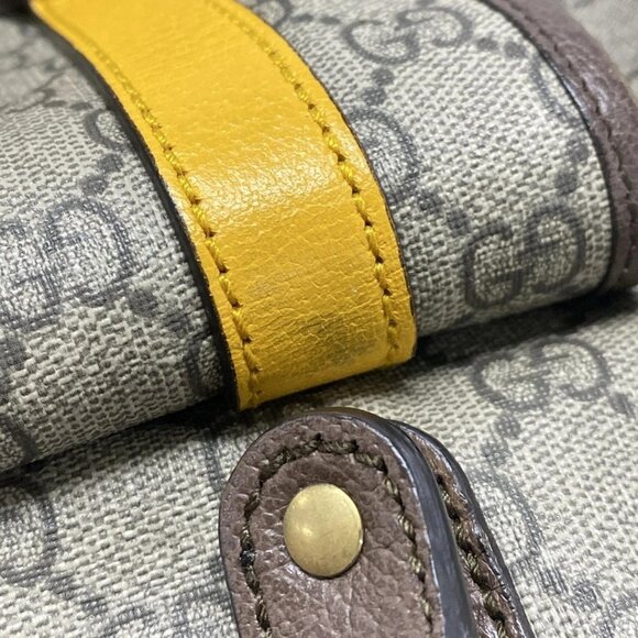 Auth GUCCI GG Supreme 473869 Beige Ebony Dark Brown PVC Leather Backpack - Picture 12 of 16